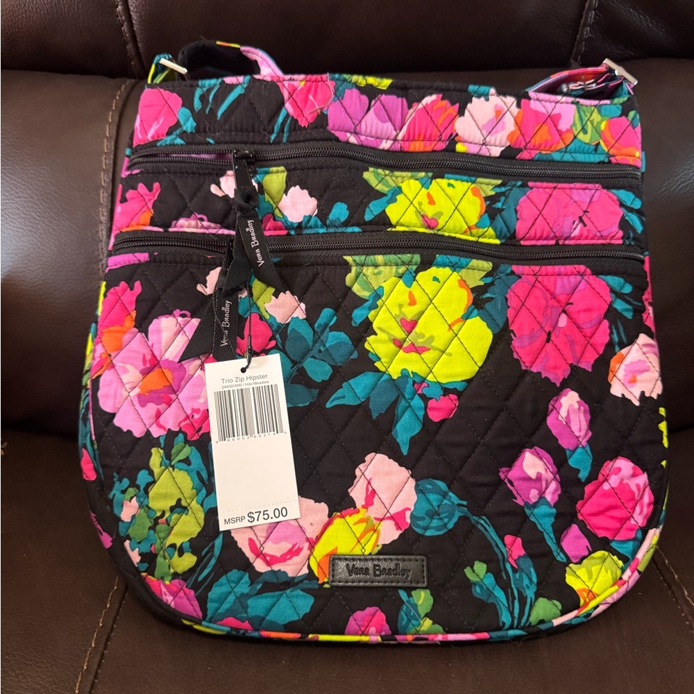Vera Bradley Black and Pink Floral Crossbody Bag